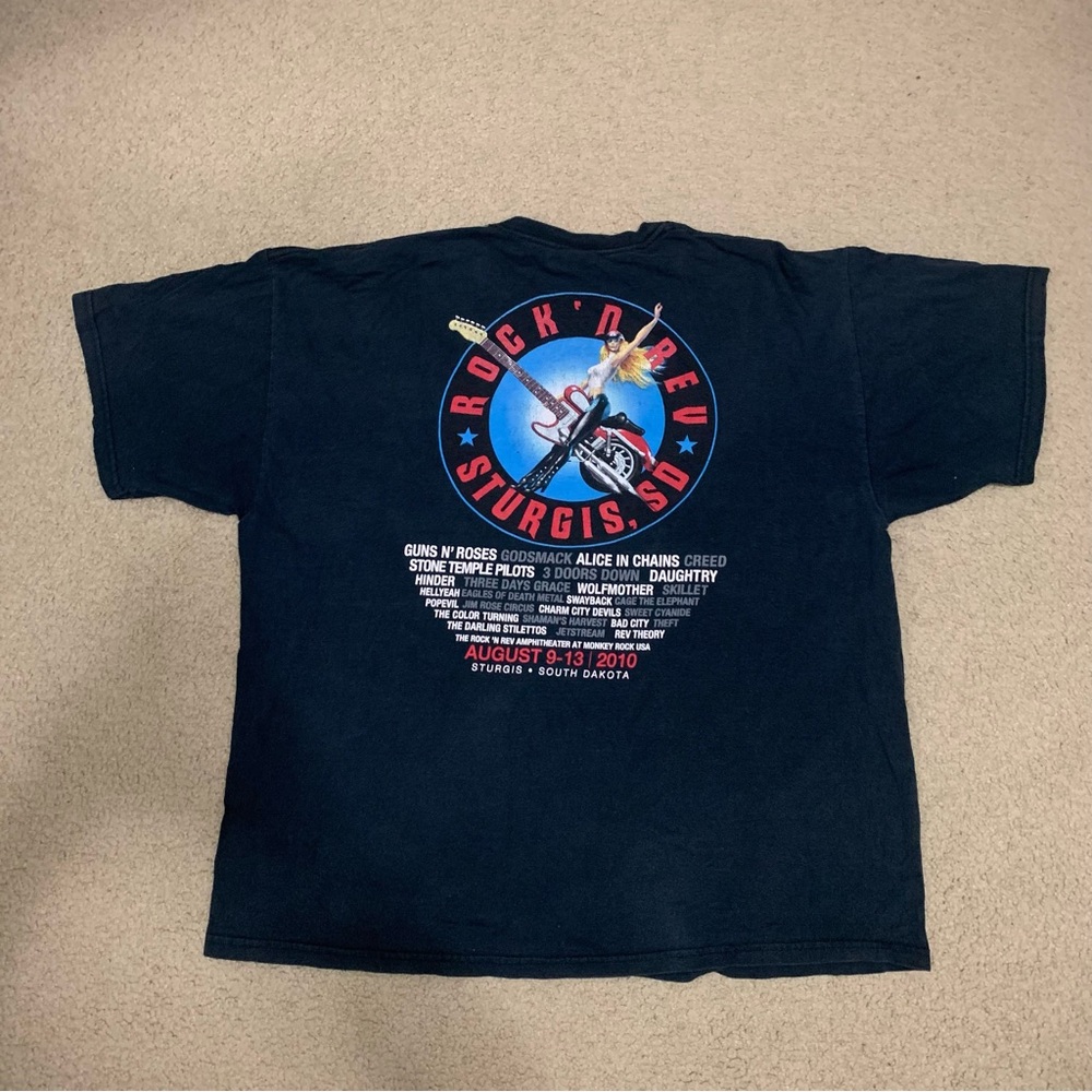 Vintage 2010 Gildan Rock ‘N Rev Sturgis South Dakota Black T-Shirt Mens Size 2XL